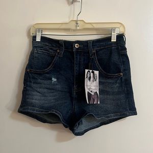 Kendall + Kylie brand blue jean shorts. High Rise size 5/27. Brand new w tags.